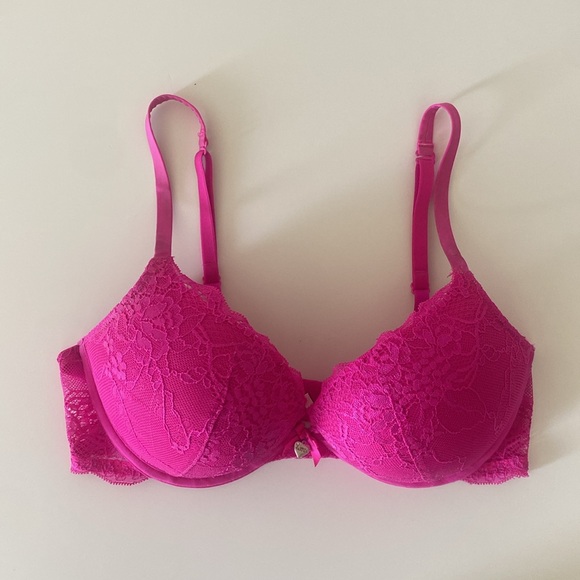 La Senza Bra Push Up Pink Lace Neon Sparkle Size - Picture 3 of 17